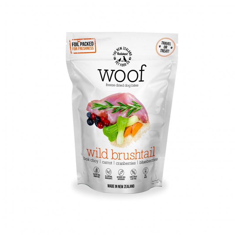 NZ Natural Pet Food Co Woof Wild Brushtail Freeze Dried Dog Bites