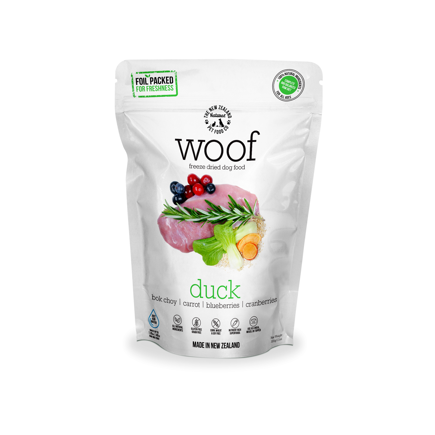 NZ Natural Pet Food Co Woof Duck Freeze Dried Dog Food