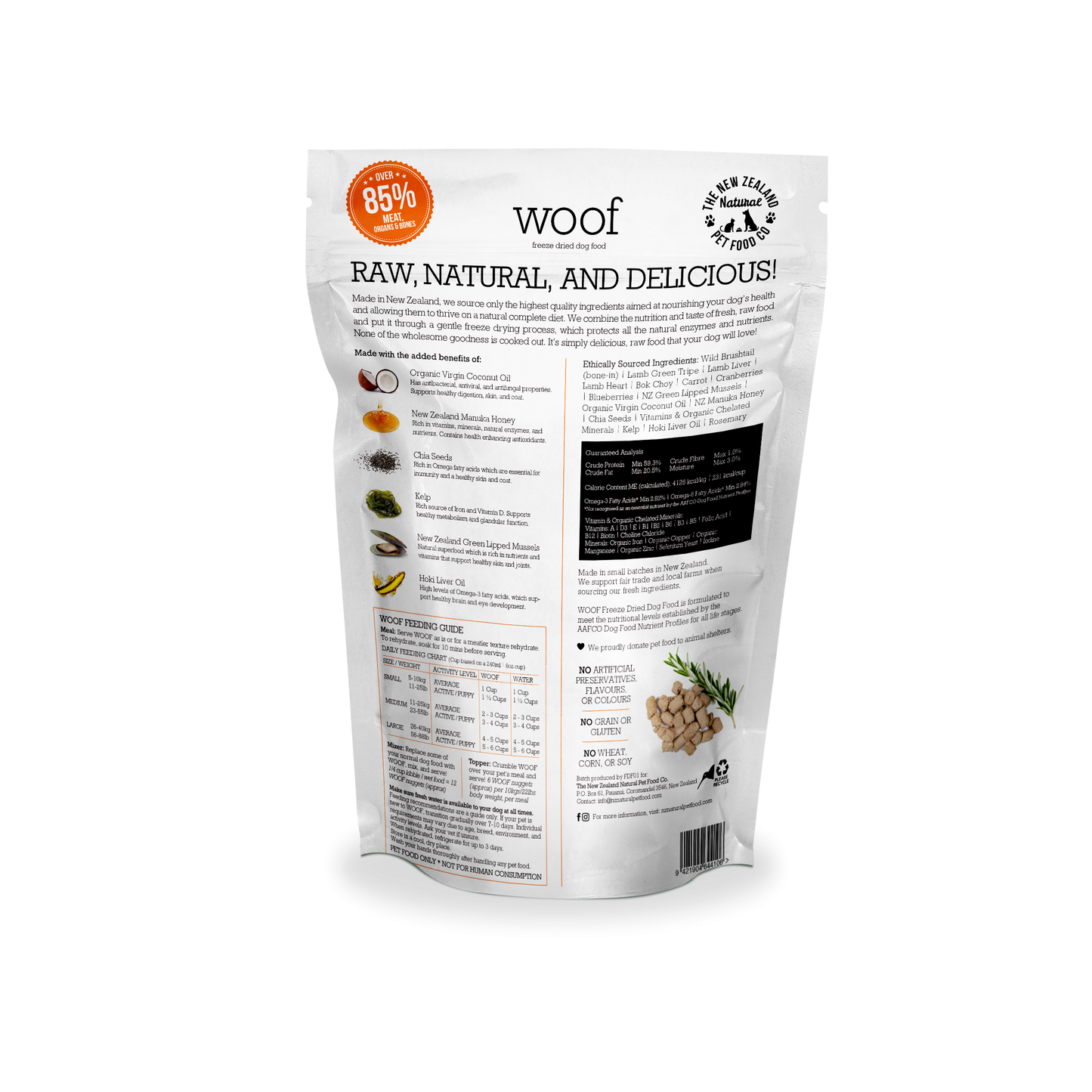 NZ Natural Pet Food Co Woof Wild Brushtail Freeze Dried Dog Food