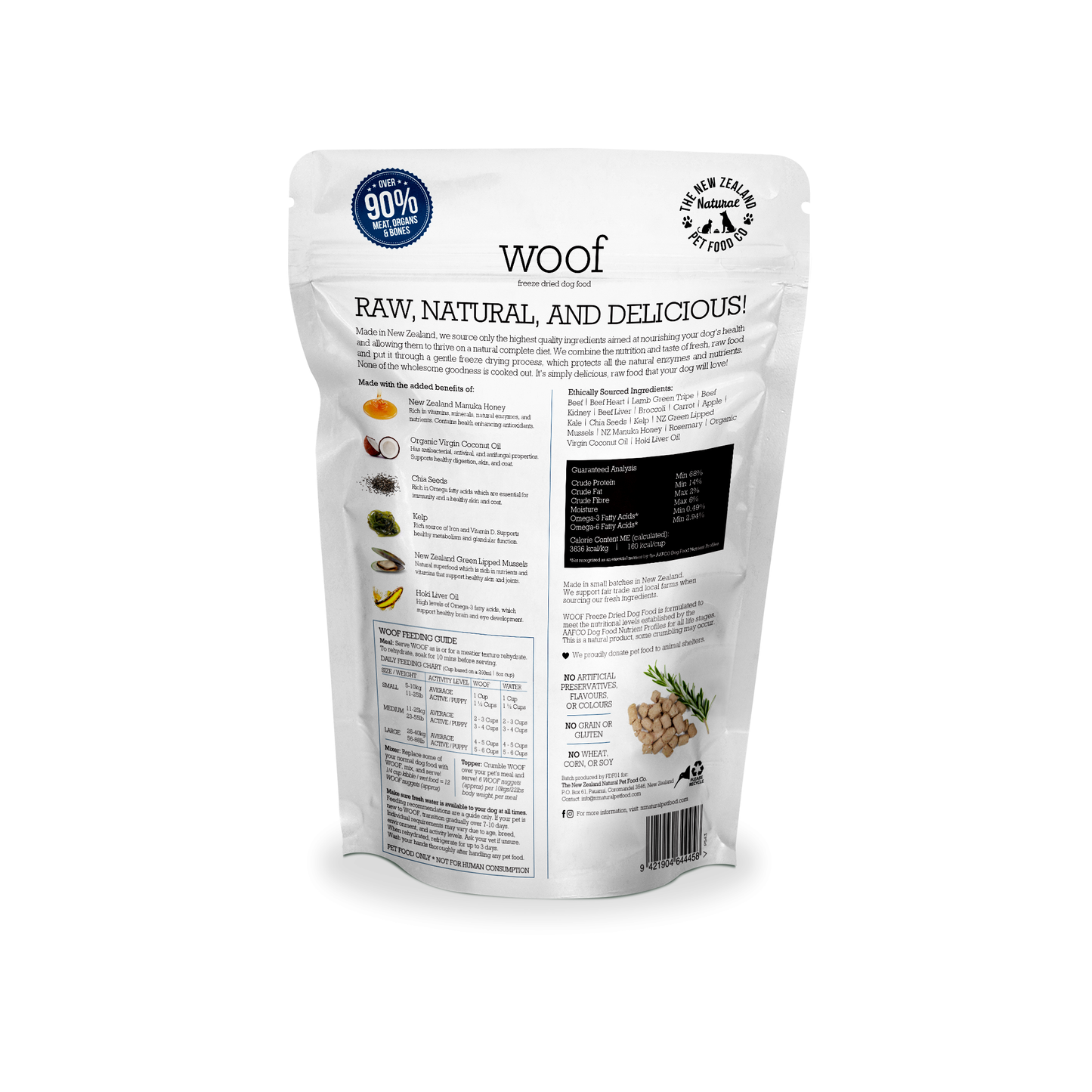 NZ Natural Pet Food Co Woof Beef Freeze Dried Dog Food