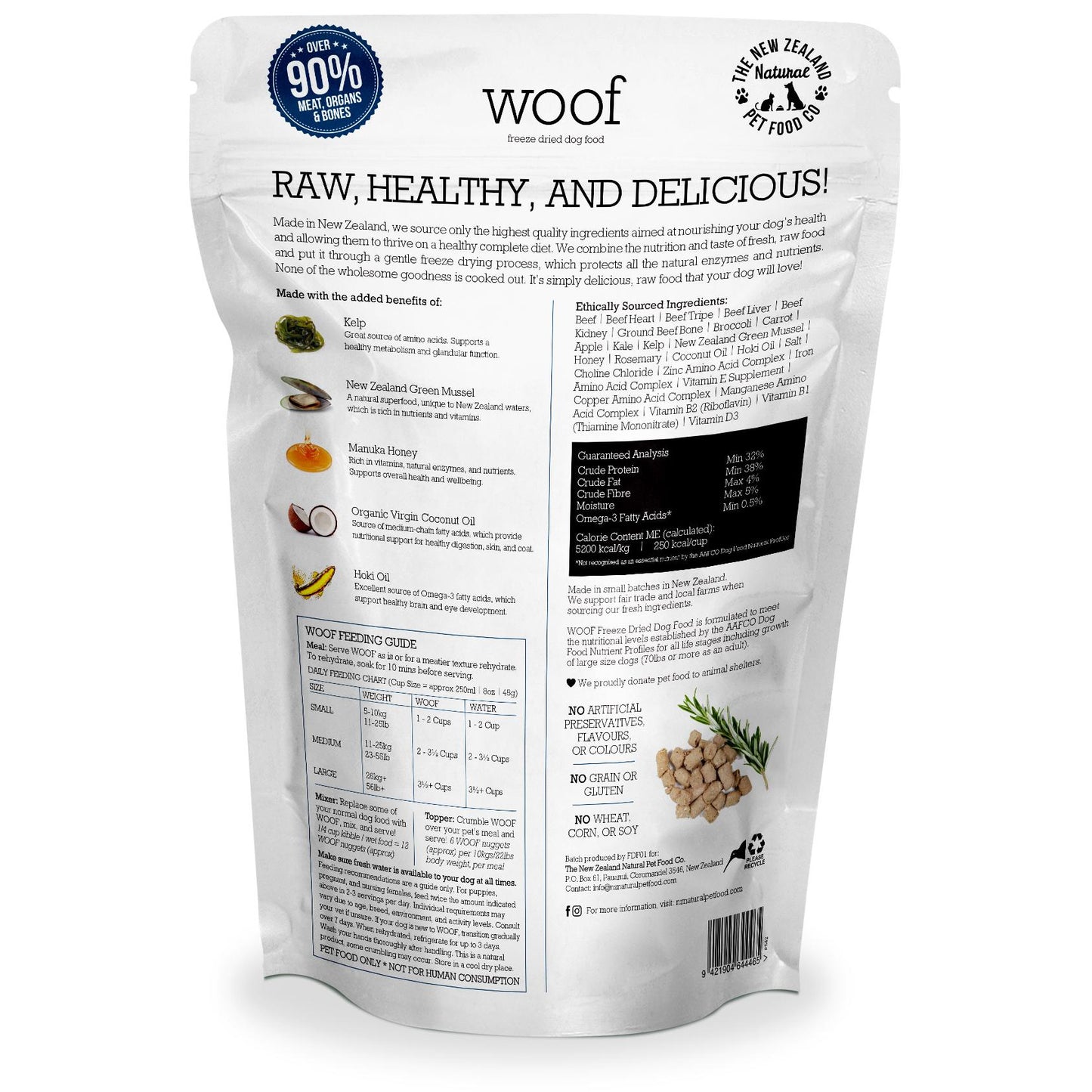 NZ Natural Pet Food Co Woof Beef Freeze Dried Dog Food