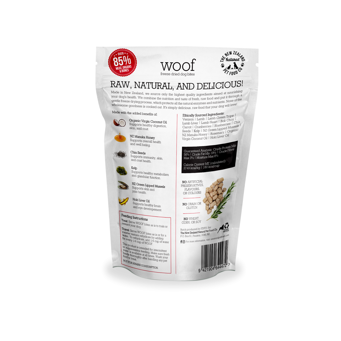 NZ Natural Pet Food Co Woof Wild Venison Freeze Dried Dog Bites