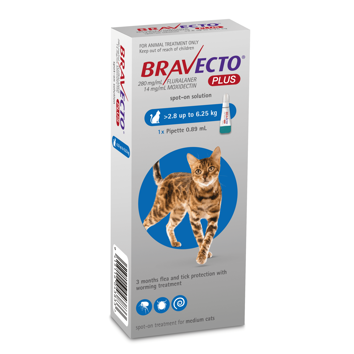 Bravecto Plus Cat spot-on Treatment 2.8-6.25kg