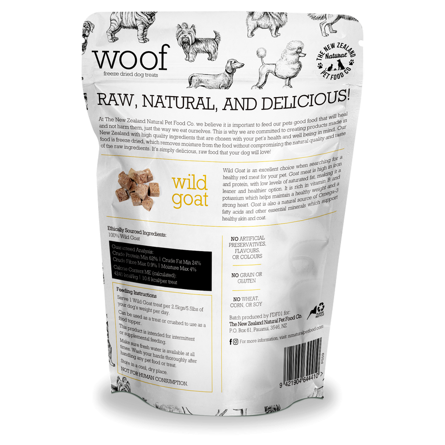 NZ Natural Pet Food Co Woof Wild Goat Freeze Dried Dog Bites