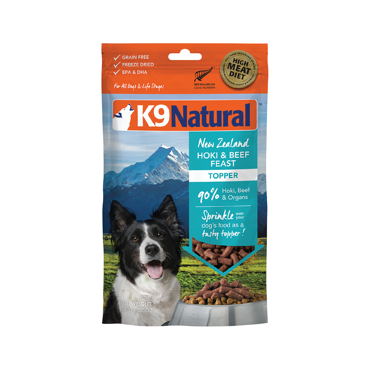 K9 Natural Grain-Free Freeze-Dried Dog Food Topper Hoki & Beef