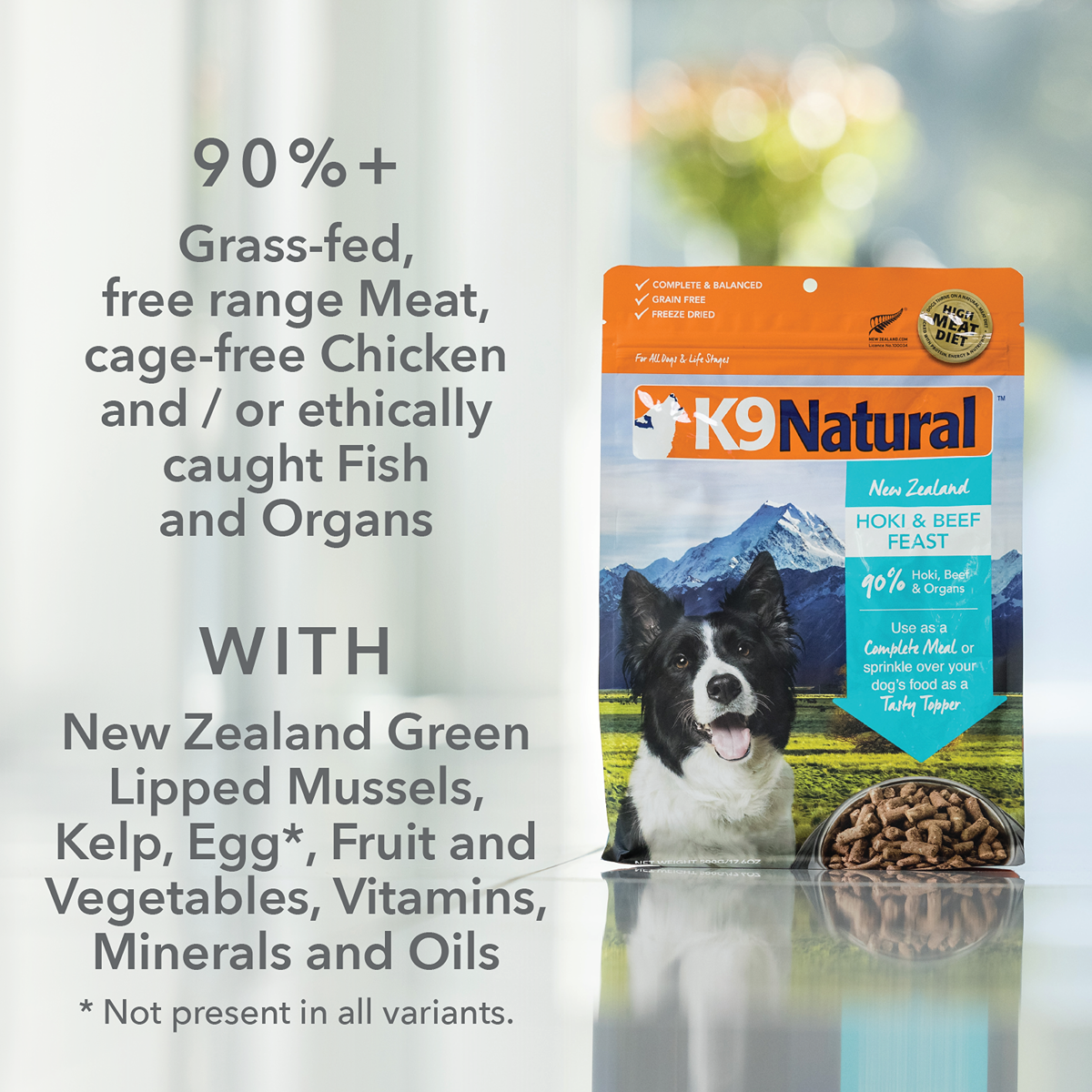 K9 Natural Grain-Free Freeze-Dried Dog Food Topper Hoki & Beef