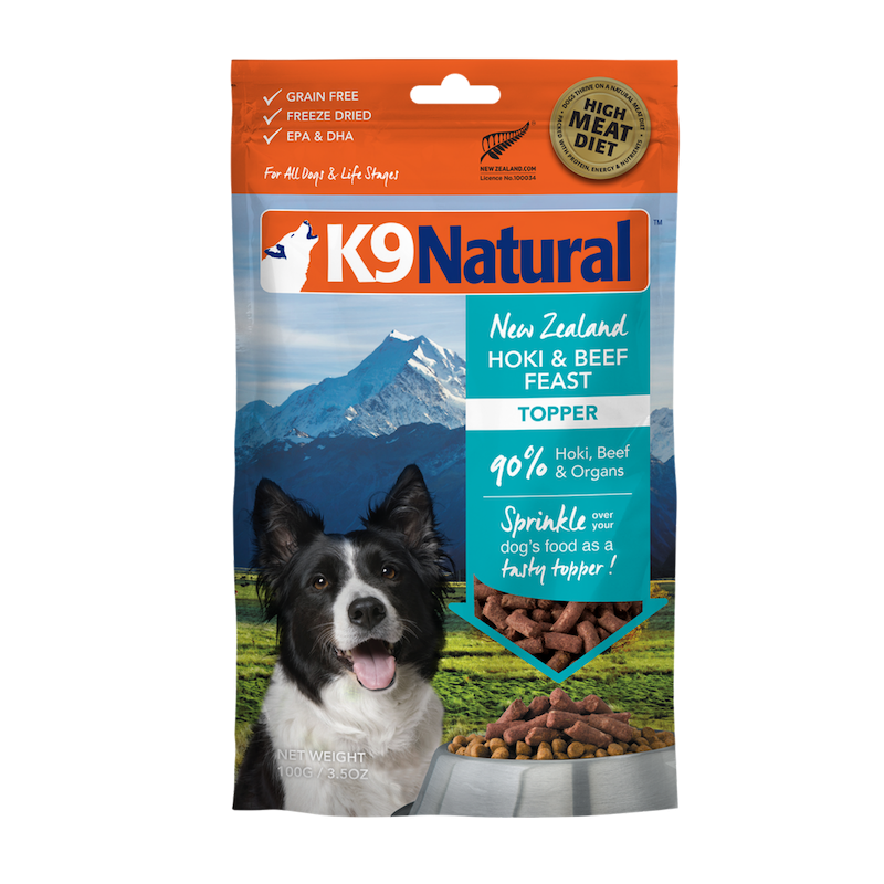 K9 Natural Grain-Free Freeze-Dried Dog Food Topper Hoki & Beef