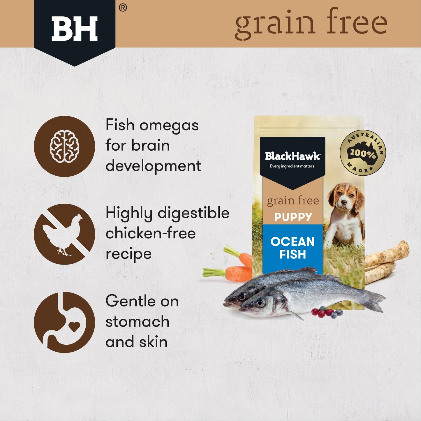 Black Hawk Grain Free Ocean Fish Dry Puppy Food