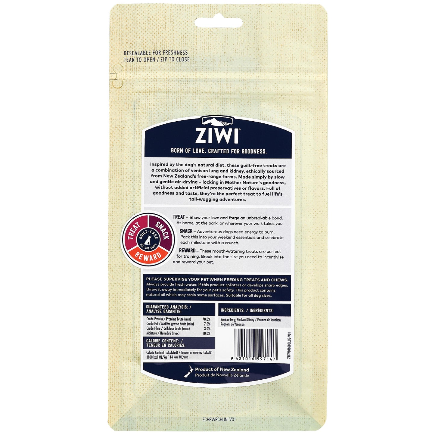 Ziwi Peak Venison Lung & Kidney Dog Treat