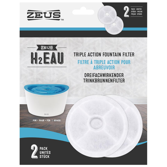 Zeus Fresh Water Fountain Triple Action Filters 2pk