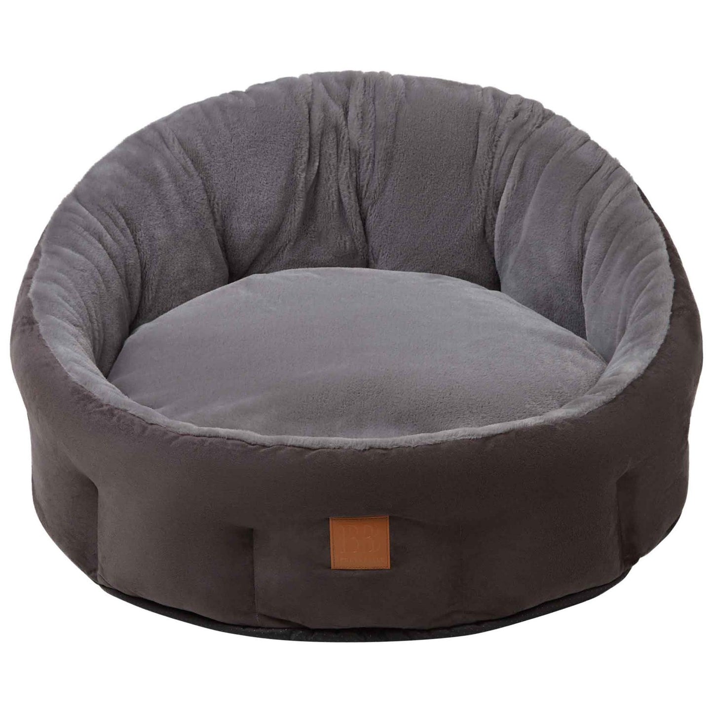 Buddy & Belle Self Warm Round Bolster Bed Grey M