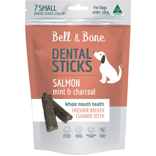 Bell & Bone Salmon, Mint and Charcoal Dental Sticks Dog Treats