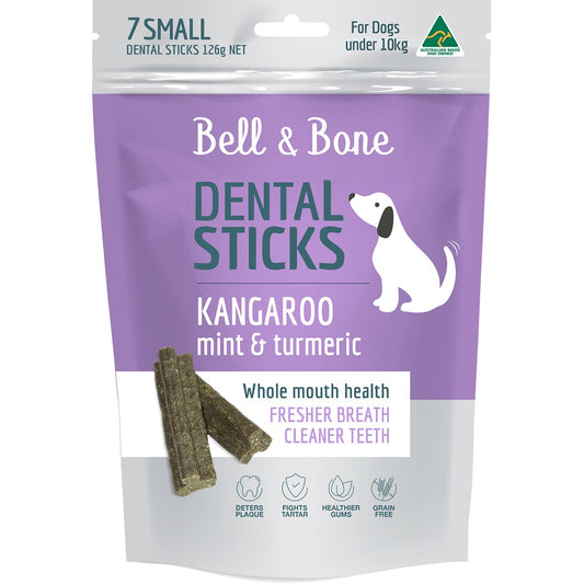 Bell & Bone Kangaroo, Mint and Turmeric Dental Sticks Dog Treats