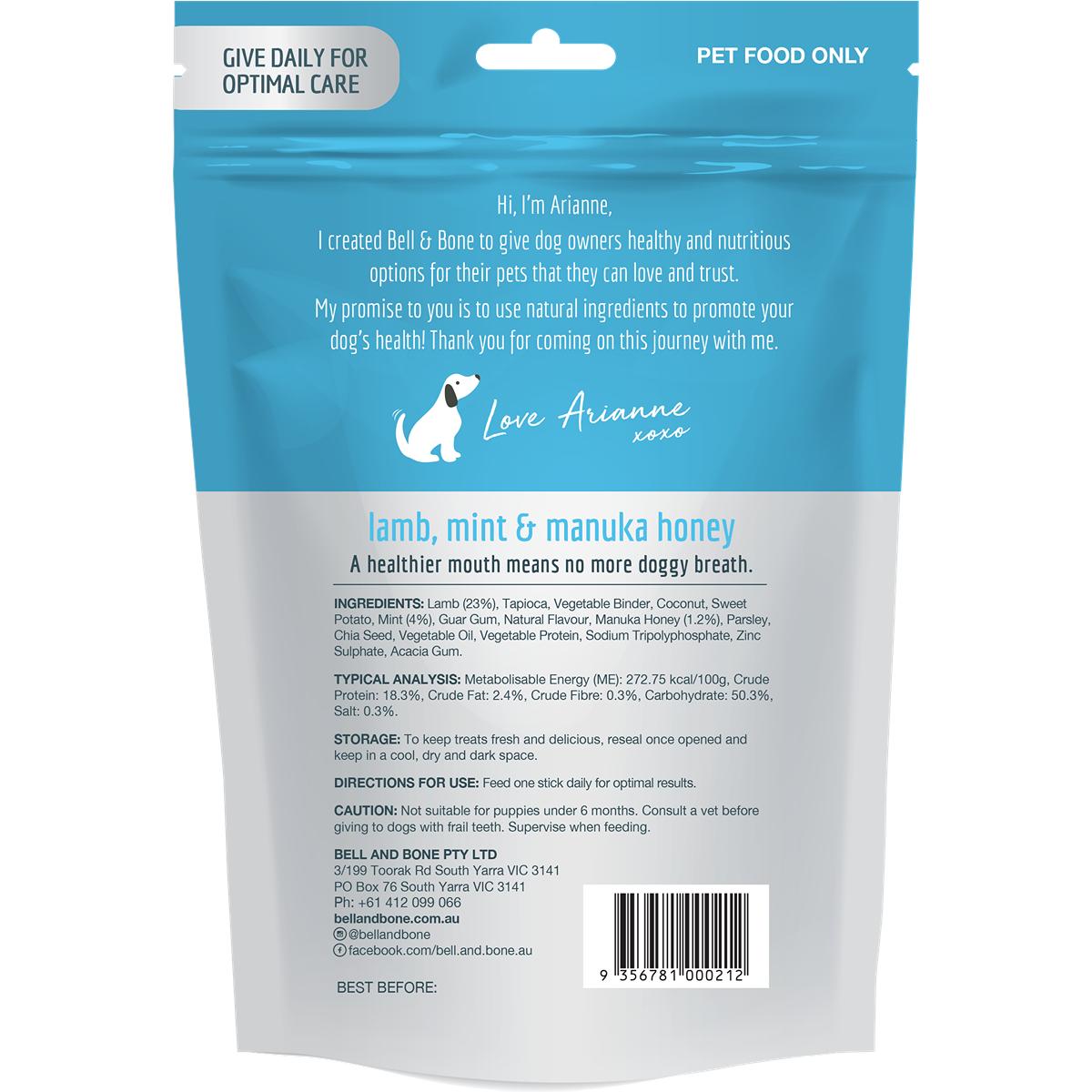 Bell and Bone Dental Stick Lamb Mint & Manuka Honey