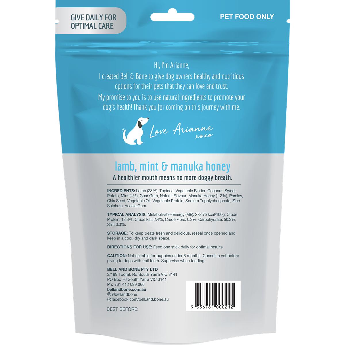 Bell and Bone Dental Stick Lamb Mint & Manuka Honey