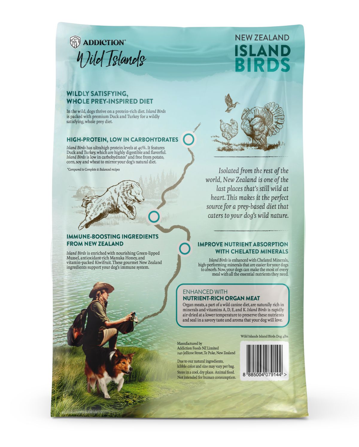 Addiction Wild Islands NZ Island Birds, Duck, Turkey & Chicken Dry Dog Food