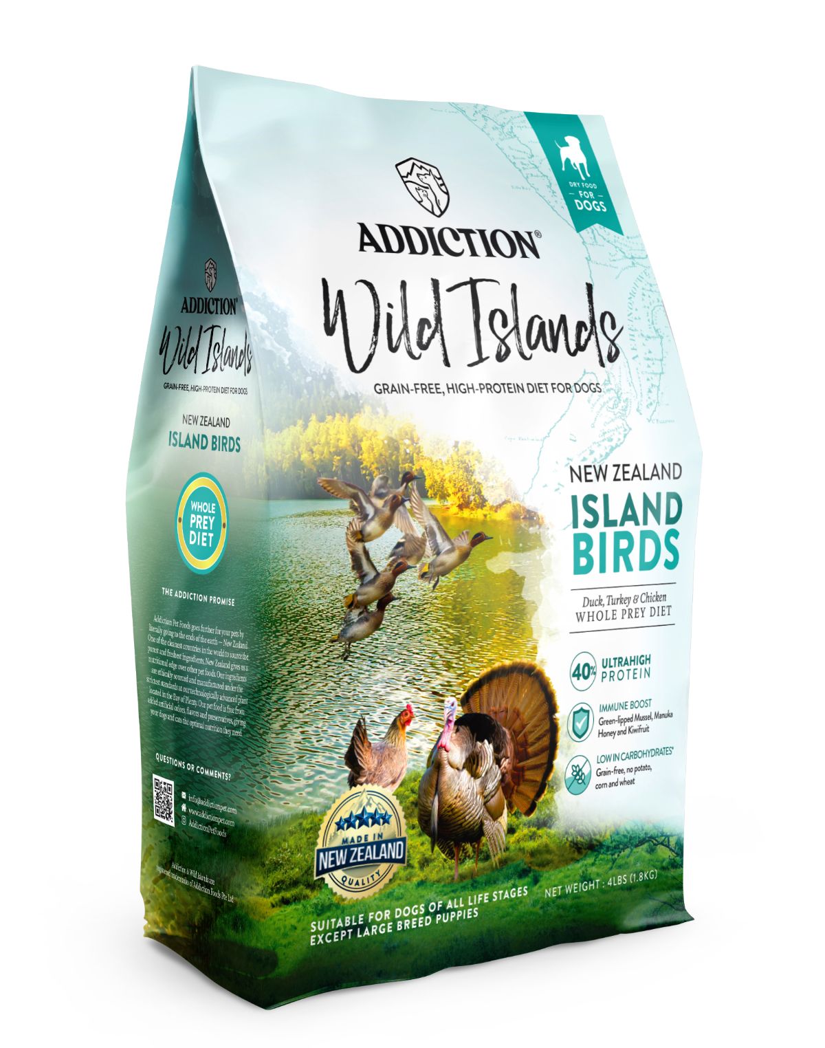 Addiction Wild Islands NZ Island Birds, Duck, Turkey & Chicken Dry Dog Food