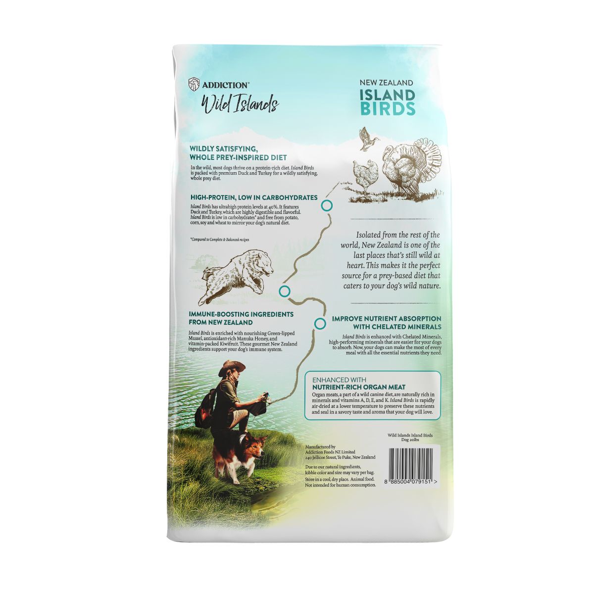 Addiction Wild Islands NZ Island Birds, Duck, Turkey & Chicken Dry Dog Food