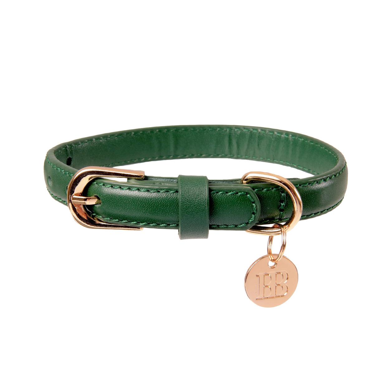 Buddy & Belle Leather Collar- Bottle Green