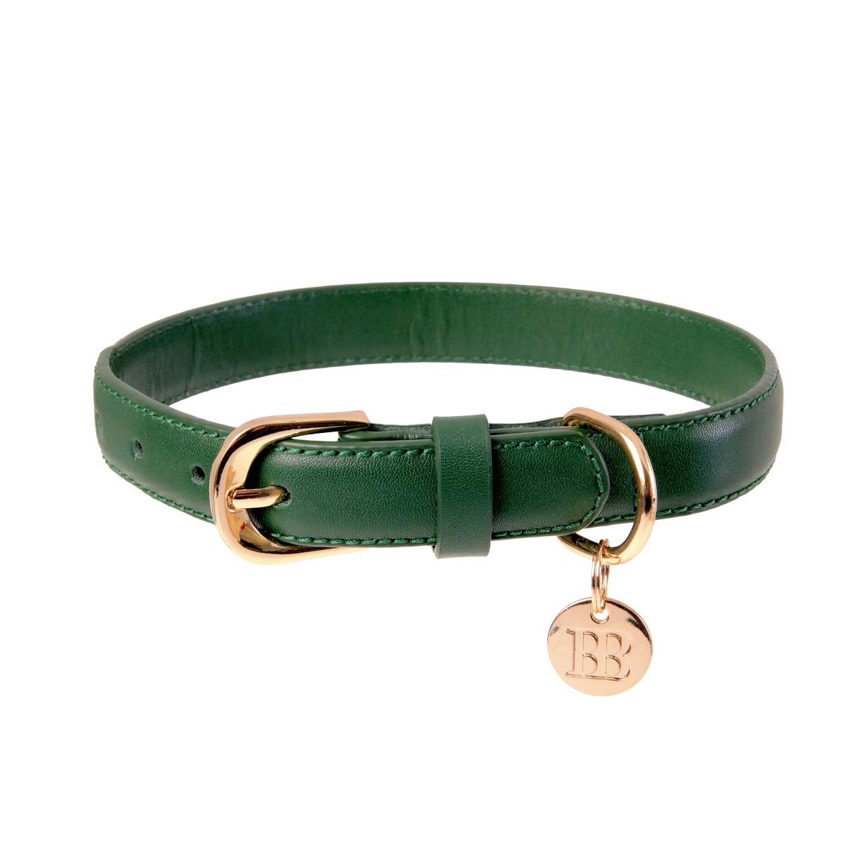 Buddy & Belle Leather Collar- Bottle Green