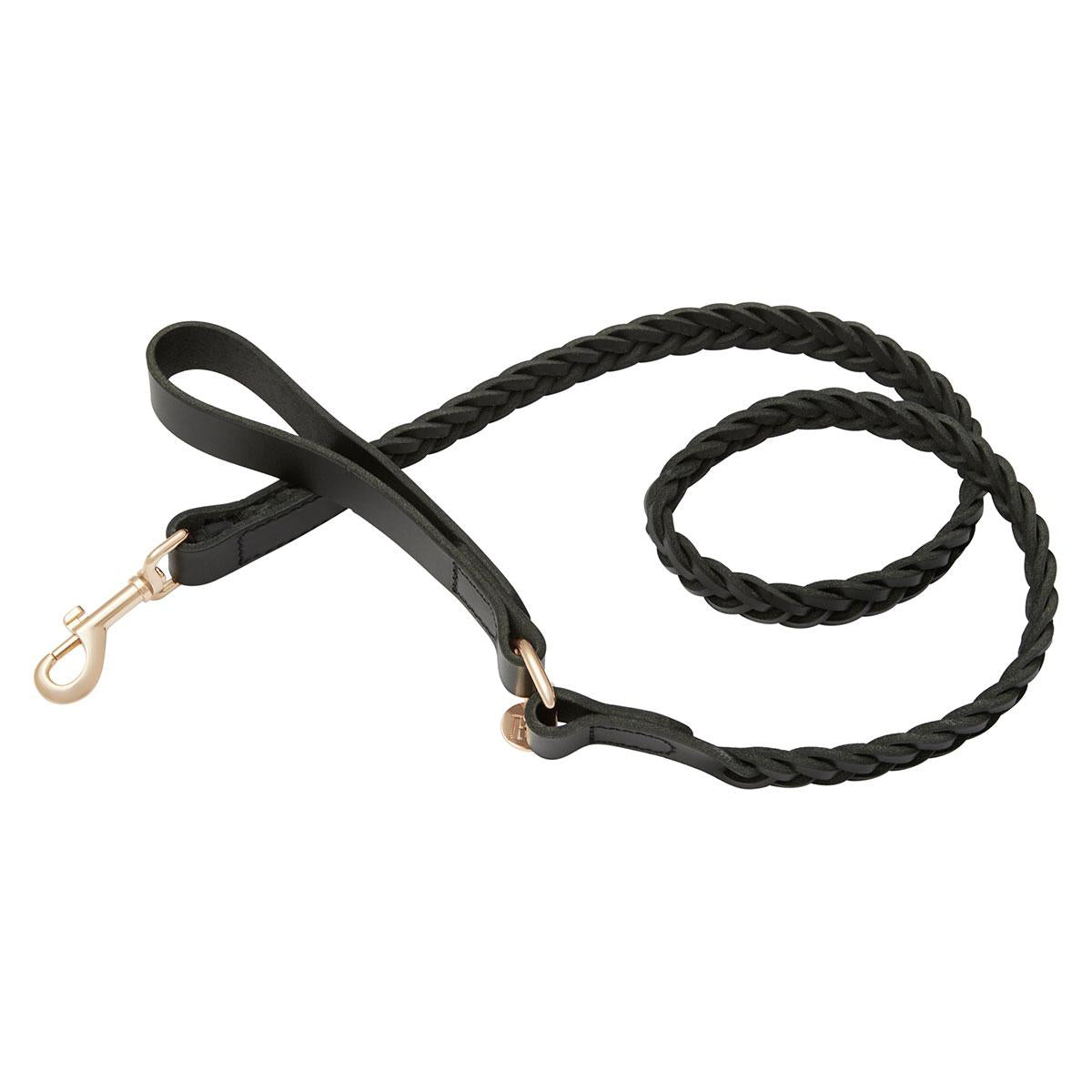 Buddy & Belle Braided Leather Black Dog Lead