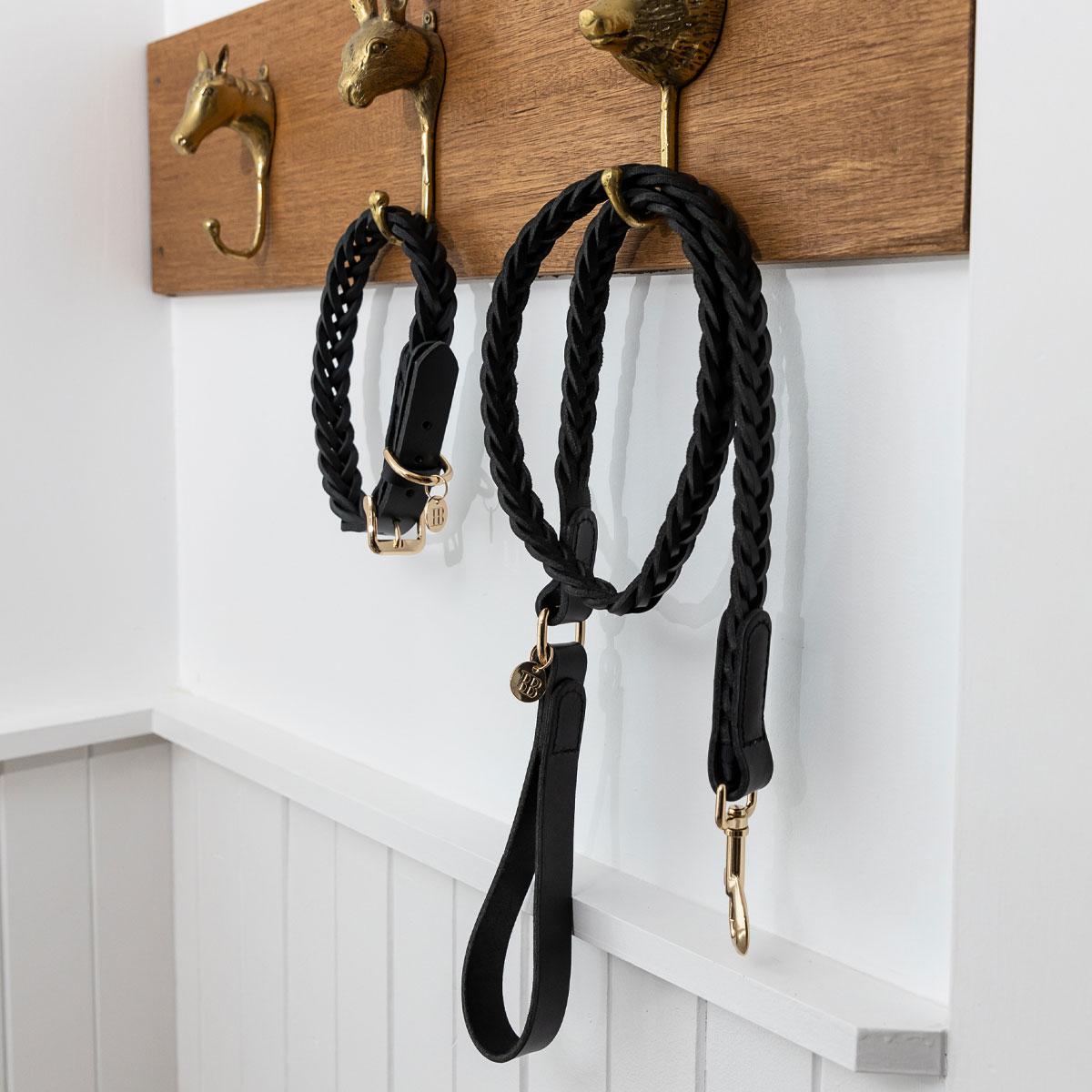 Buddy & Belle Braided Leather Black Dog Lead