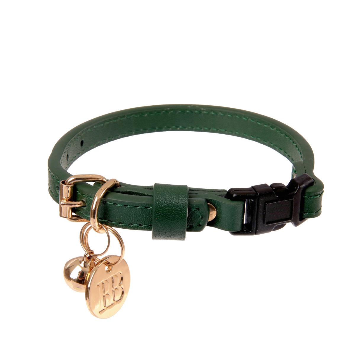 Buddy & Belle Leather Cat Collar - Bottle Green