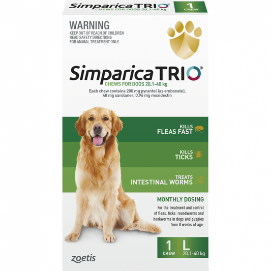Simparica Trio Treatment for Dogs 20.1kg-40kg