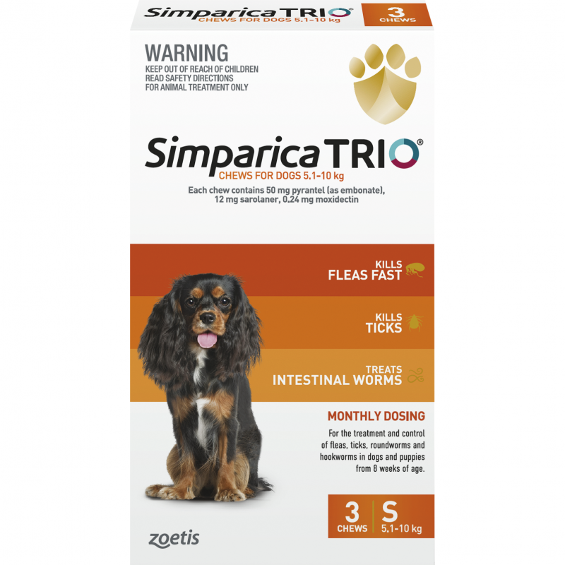 Simparica Trio Treatment for Dogs 5.1kg-10kg