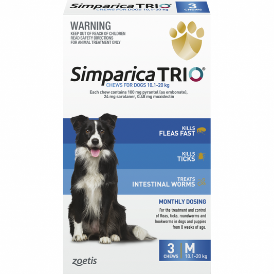Simparica Trio Treatment for Dogs 10.1kg-20kg