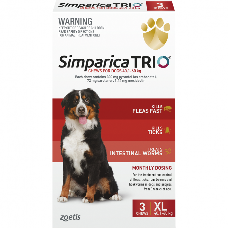 Simparica Trio Treatment for Dogs 40.1kg-60kg