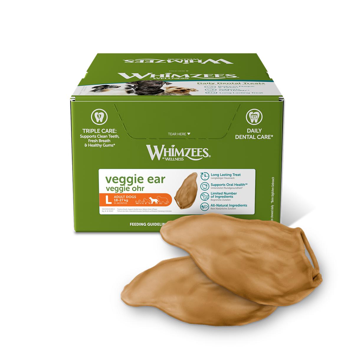 Whimzees Veggie Ear Vegetarian Dog Treats 18pk