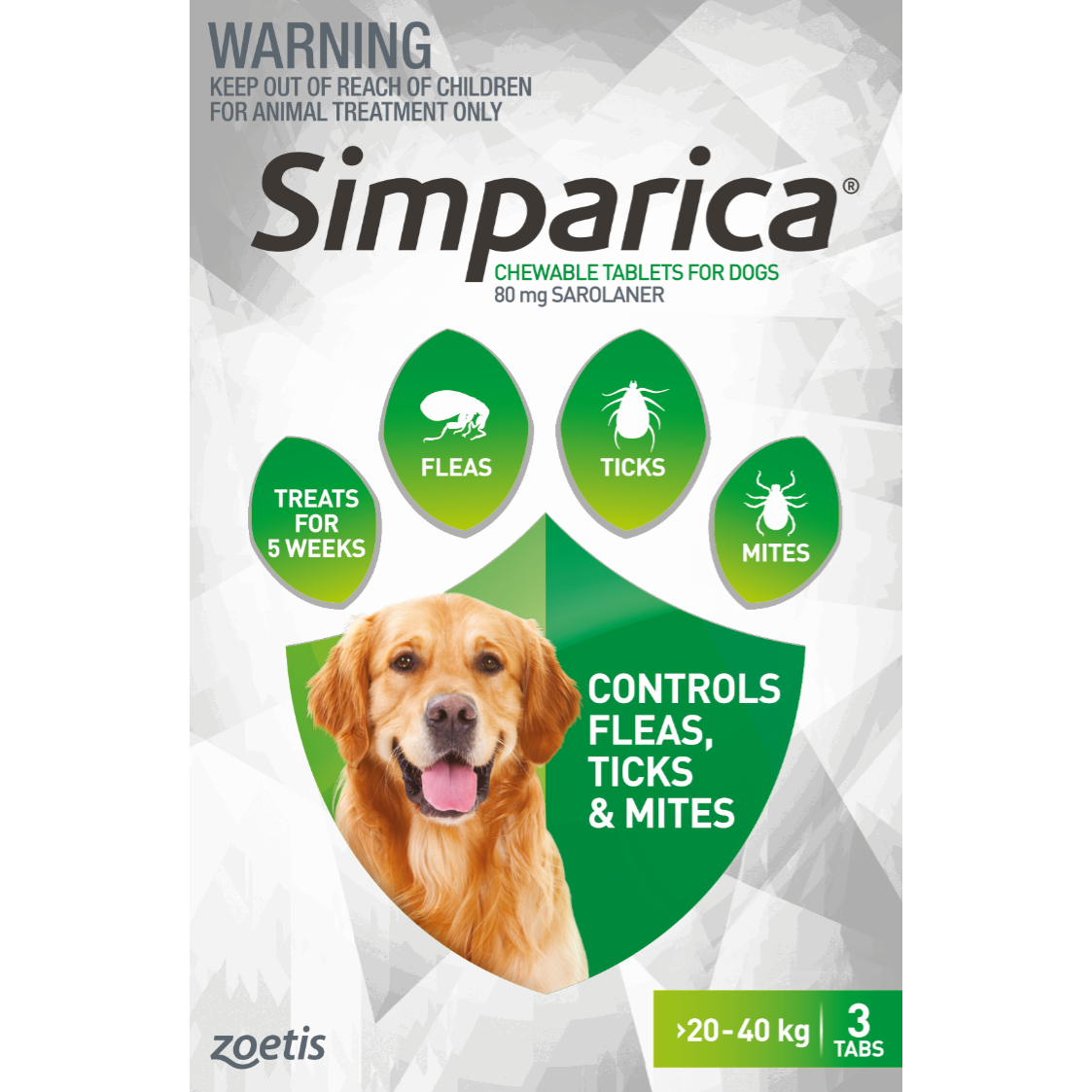 Simparica Chewable Tablets for Dogs 20-40kg