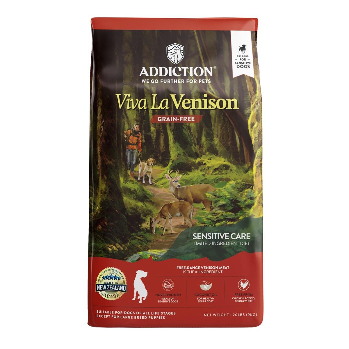 Addiction Viva La Venison, Sensitive Care, Novel Protein Dry Dog Food