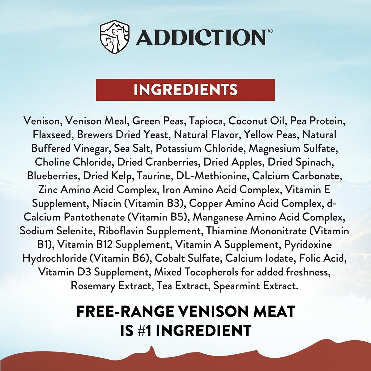 Addiction Viva La Venison, Sensitive Care, Novel Protein Dry Dog Food