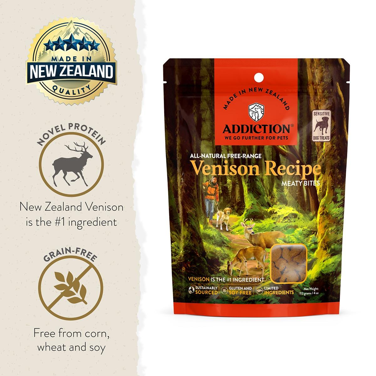Addiction Venison Meaty Bites, Limited Ingredients Grain-Free Dog Treats