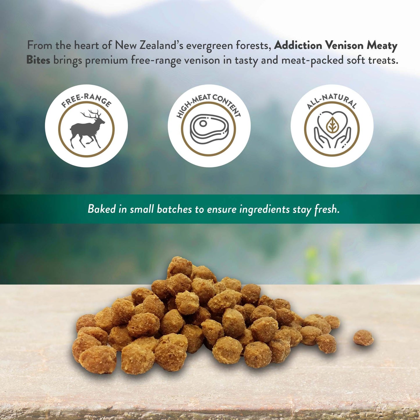 Addiction Venison Meaty Bites, Limited Ingredients Grain-Free Dog Treats