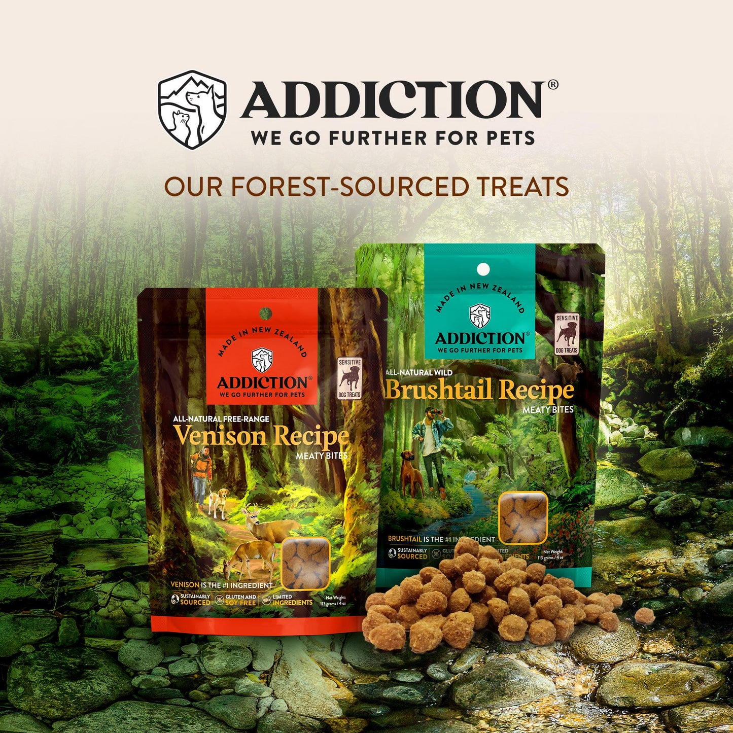 Addiction Venison Meaty Bites, Limited Ingredients Grain-Free Dog Treats
