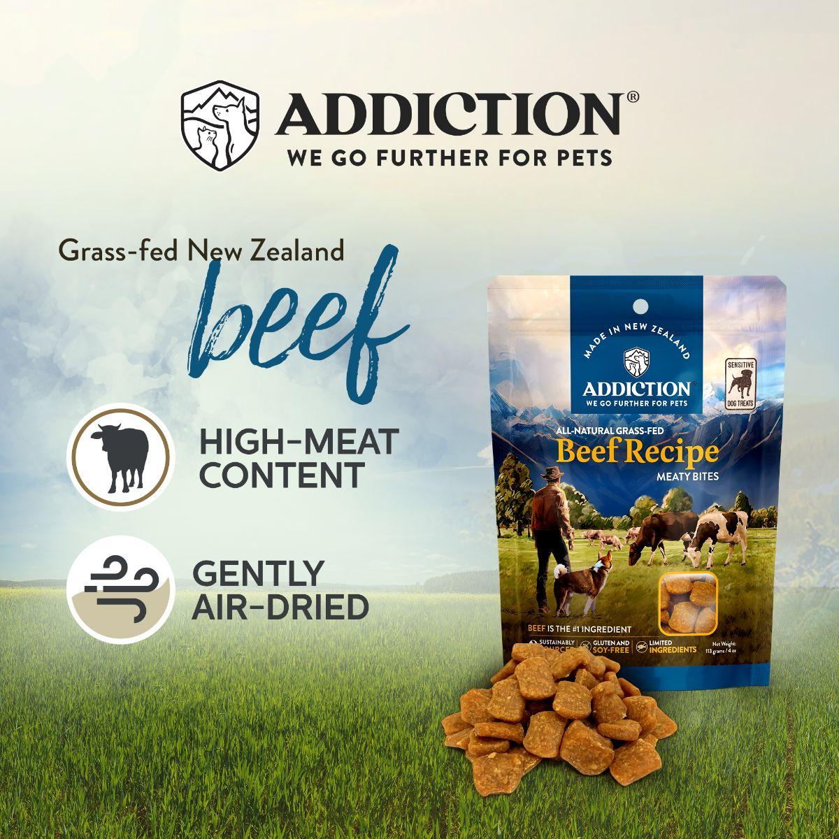 Addiction Beef Meaty Bites, Limited Ingredients Grain-Free Dog Treats