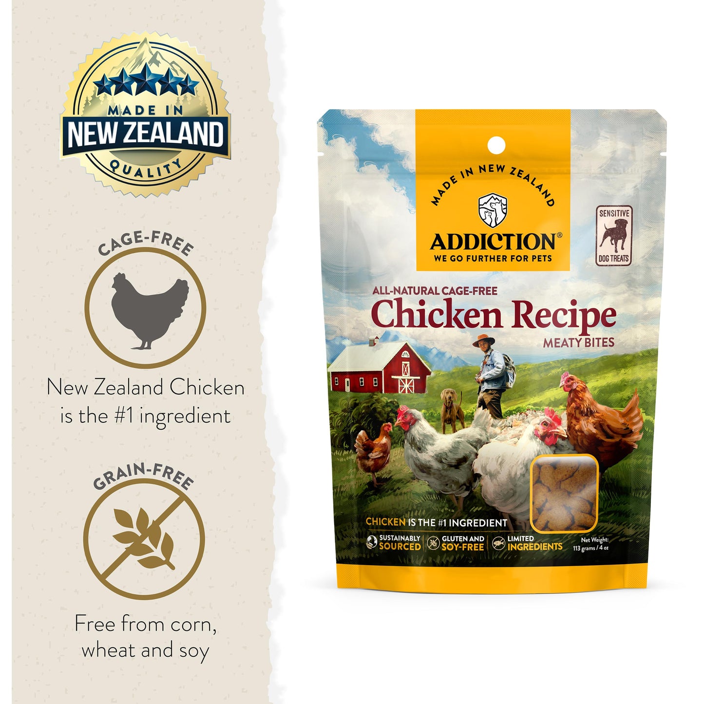Addiction Chicken Meaty Bites, Limited Ingredients Grain-Free Dog Treats