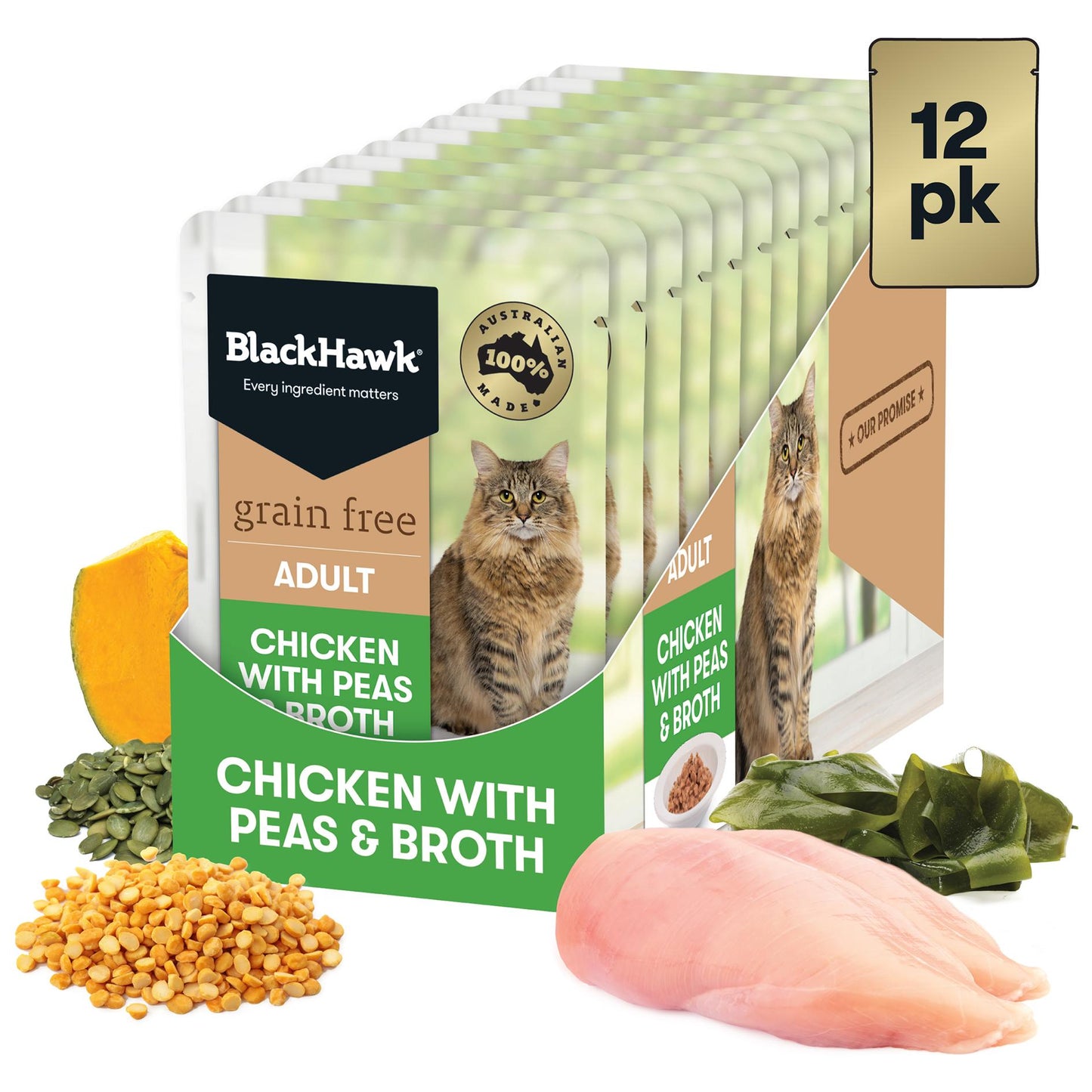 Black Hawk Chicken with Peas & Broth Adult Wet Cat Food