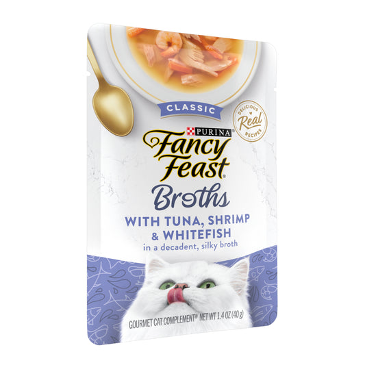 Fancy Feast Broth with Tuna, Shrimp and Whitefish Adult Wet Cat Topper