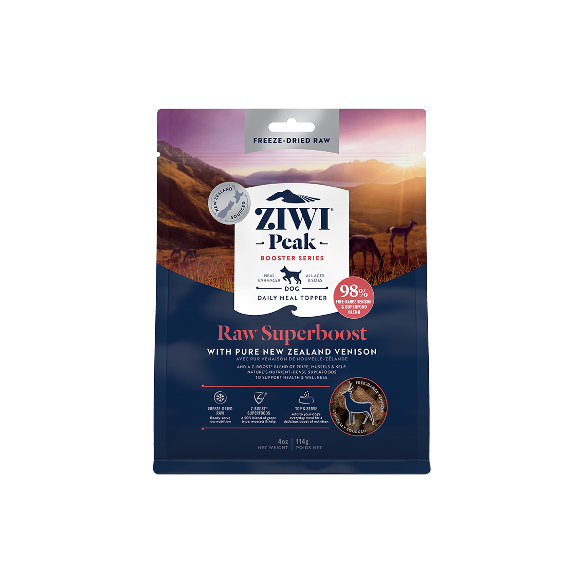 Ziwi Peak Freeze-Dried Dog Superboost Venison Pouch 114g